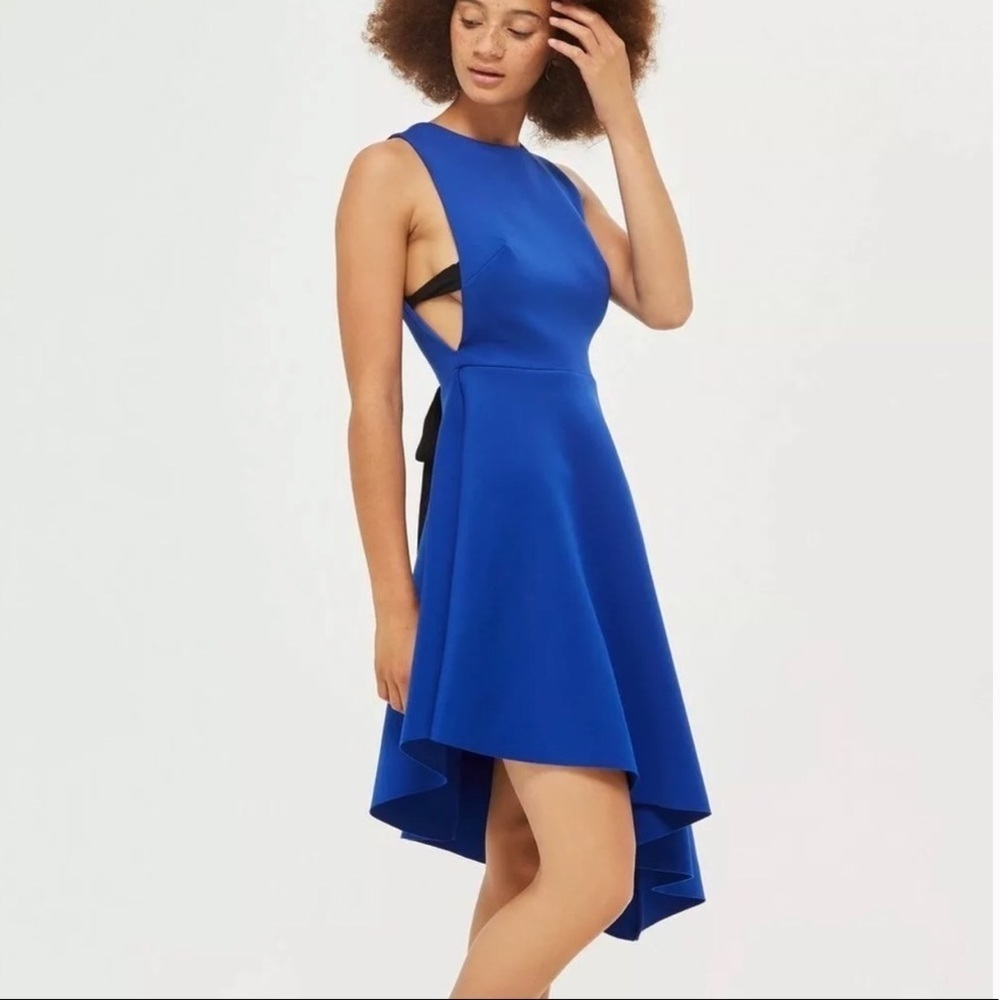 🔥 Topshop bright blue asymmetric dress sz4